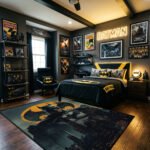 Batman Guardian of Gotham Area Rug - Bat-Signal City Skyline Design, Cinematic Hero Decor for Bedroom & Gaming Room - Image 3