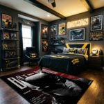 Batman Gritty Vengeance Quote Area Rug - Halftone Dark Knight Portrait, Cinematic Hero Decor for Bedroom, Gaming Sanctuary & Fan Lair - Image 3