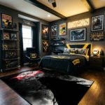 Batman Blood Moon Area Rug - Red Bat-Signal & Swarm Silhouette Design, Cinematic Superhero Decor for Bedroom, Living Room & Gamer Cave - Image 2