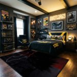 Batman Dark Noir Area Rug - Red Glow Bat-Signal & Silhouette Design, Heroic Bedroom & Gaming Cave Decor for Fans - Image 2
