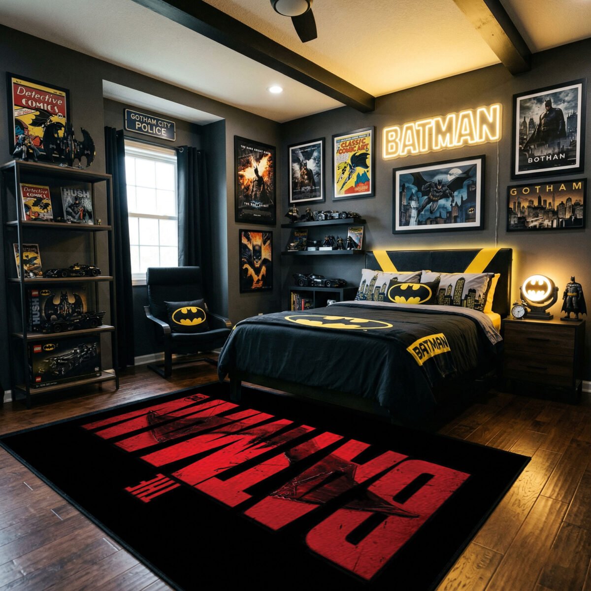 The Batman Red Typography Area Rug - Cinematic Movie Logo Design, Dark Hero Decor for Bedroom, Gaming Room & Modern Fan Lair - Image 3