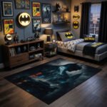 Batman Gotham Night Area Rug - Batmobile & Dark Knight Silhouette Design, Cinematic Hero Decor for Bedroom, Gaming Lair & Office - Image 2