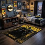 Batman Classic Comic Style Area Rug - Bold Yellow Splatter & Heroic Silhouette Design, DC Fan Decor for Boys Bedroom & Gaming Room - Image 2