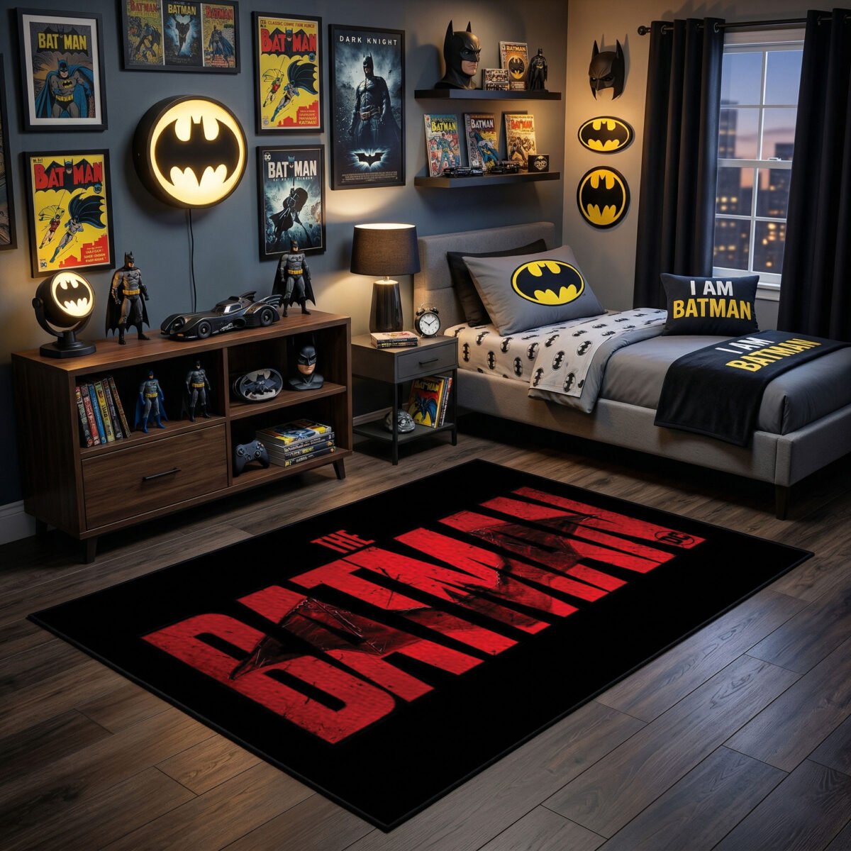 The Batman Red Typography Area Rug - Cinematic Movie Logo Design, Dark Hero Decor for Bedroom, Gaming Room & Modern Fan Lair - Image 2