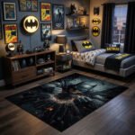 Batman Action Punch Area Rug - 3D Breaking Through Design, Cinematic Dark Knight Hero Decor for Bedroom, Gaming Room & Playroom - Image 2