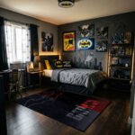 Batman Grey Textured Bat Logo Area Rug - Soft Non-Slip Bedroom & Playroom Decor for Kids & Fans, Official DC Comics Merch