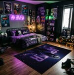 Joker Heath Ledger Dark Purple Area Rug - Cinematic Typography Design, Soft Non-Slip Decor for Bedroom, Living Room & Gaming Lair - Image 3