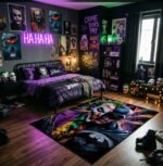Batman vs Joker Split Face Area Rug - Dark Knight & Agent of Chaos Design, Vibrant Comic Decor for Bedroom, Living Room & Gaming Lair - Image 2