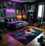 Joker Heath Ledger Area Rug - Why So Serious? Vibrant Abstract Portrait, Dark Knight Villain Decor for Bedroom & Gaming Room - Image 3
