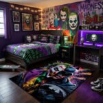 Batman vs Joker Split Face Area Rug - Dark Knight & Agent of Chaos Design, Vibrant Comic Decor for Bedroom, Living Room & Gaming Lair - Image 3