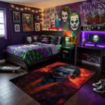 Joker Arthur Fleck Portrait Area Rug - High-Contrast Dark & Red Design, Cinematic Chaos Decor for Bedroom, Home Theater & Gaming Room - Image 2