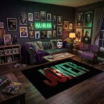 Joker Graffiti Area Rug - Arthur Fleck Chaos Design, Bold Room Decor for Bedroom, Living Room & Playroom for Fans
