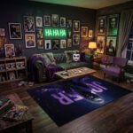 Joker Heath Ledger Dark Purple Area Rug - Cinematic Typography Design, Soft Non-Slip Decor for Bedroom, Living Room & Gaming Lair