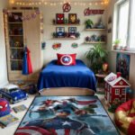 The Avengers Marvel Avengers Team Superhero Rug – Captain America Shield Kids Bedroom Area Rug