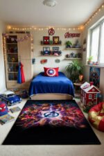 Marvel Avengers Avengers Infinity Team Symbol Rug – Cosmic Superhero Bedroom Area Rug