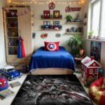 Avengers: Endgame Black & Red Avengers Superhero Rug – Epic Marvel Team Battle Area Rug for Kids Room