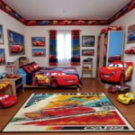 Disney Cars Piston Cup Champion Area Rug - Lightning McQueen #95 Graphic Decor, Soft Non-Slip Racing Rug for Boys Bedroom & Playroom