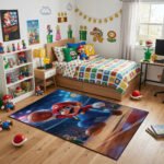 Super Mario Brothers Area Rug - Non-Slip Floor Carpet for Kids Bedroom & Playroom Decor