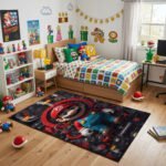 Super Mario Rug - Mario Gaming Area Rug - Nintendo Gamer Room Carpet Decor