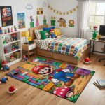 Super Mario Rug - Mario Gaming Area Rug - Nintendo Kids Room Carpet Decor