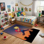 Super Mario Jump Rug - Mario Gaming Area Rug - Nintendo Kids Bedroom Carpet
