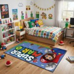 Super Mario Rug - Mario Gaming Area Rug - Nintendo Kids Bedroom Playroom Carpet