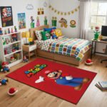 Super Mario Rug - Mario Gaming Area Rug - Nintendo Kids Bedroom Playroom Carpet