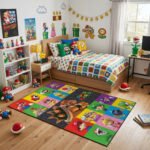 Super Mario Characters Rug - Mario Game Room Area Rug - Kids Mario Gaming Carpet