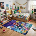 Super Mario Galaxy Gamer Rug - Mario Adventure Game Room Rug - Kids Mario Carpet