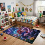 Super Mario Adventure Rug - Mario Fantasy Gaming Rug - Kids Mario Game Room Carpet