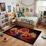 Neon Super Mario Rug – Glowing Mario Gaming Room Area Rug for Kids
