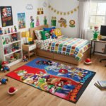 Mario And Sonic Rug - Super Mario Sonic Area Rug - Video Game Gaming Room Carpet - Kids Gamer Decor