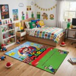 Super Mario Rug - Nintendo Super Mario Area Rug - Gaming Bedroom Carpet Decor