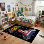 Super Mario Kart Rug - Mario Racing Gaming Area Rug - Nintendo Gamer Room Carpet