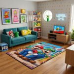 Super Mario Luigi Rug - Mario Bros Gaming Area Rug - Nintendo Gamer Room Carpet Decor - Image 3