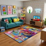 Super Mario Movie Rug - Mario Luigi Peach Gaming Area Rug - Nintendo Kids Room Carpet - Image 3