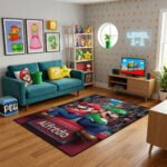 Super Mario Luigi Rug - Mario Bros Gaming Area Rug - Nintendo Kids Room Carpet - Image 3