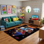 Super Mario Sonic Crash Bandicoot Rug - Retro Gaming Area Rug - Kids Gamer Room Carpet - Image 2