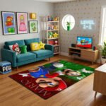 Mario Luigi Rug - Super Mario Bros Gaming Area Rug - Nintendo Kids Bedroom Carpet - Image 2