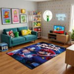 Mario Sonic Retro Gamer Rug - Super Mario Gaming Area Rug - Kids Game Room Carpet - Image 3