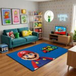 Super Mario Blue Gamer Rug - Mario Kids Room Gaming Rug - Super Mario Bedroom Carpet - Image 3
