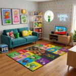 Super Mario Characters Rug - Mario Game Room Area Rug - Kids Mario Gaming Carpet - Image 2