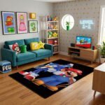 Super Mario Rug - Mario Sonic Gaming Area Rug - Nintendo Mario Room Decor - Retro Gaming Carpet - Image 2
