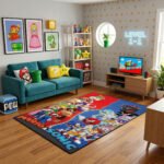 Mario And Sonic Rug - Super Mario Sonic Area Rug - Video Game Gaming Room Carpet - Kids Gamer Decor - Image 3
