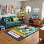 Super Mario Yoshi Rug - Mario Yoshi Gaming Area Rug - Nintendo Gamer Bedroom Carpet - Image 3