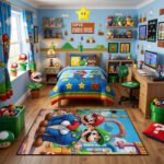 Super Mario Luigi Rug - Mario Bros Gaming Area Rug - Nintendo Gamer Room Carpet Decor - Image 2