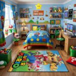 Super Mario Rug - Mario Luigi Princess Gaming Area Rug - Nintendo Kids Room Carpet - Image 2