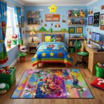 Super Mario Movie Rug - Mario Luigi Peach Gaming Area Rug - Nintendo Kids Room Carpet - Image 2