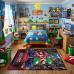 Super Mario Luigi Rug - Mario Bros Gaming Area Rug - Nintendo Kids Room Carpet - Image 2