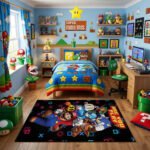 Super Mario Sonic Crash Bandicoot Rug - Retro Gaming Area Rug - Kids Gamer Room Carpet - Image 3
